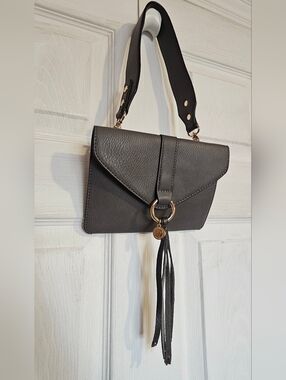 Poppy & Peonies Black Clutch with Strap • Gold Hardware • Envelope Style